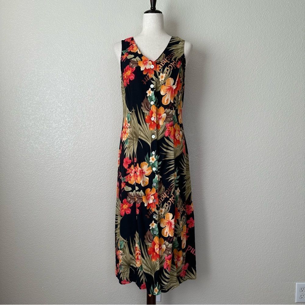 Croft & Barrow Hawaiian Front Button Down Midi Dress, Size 8P